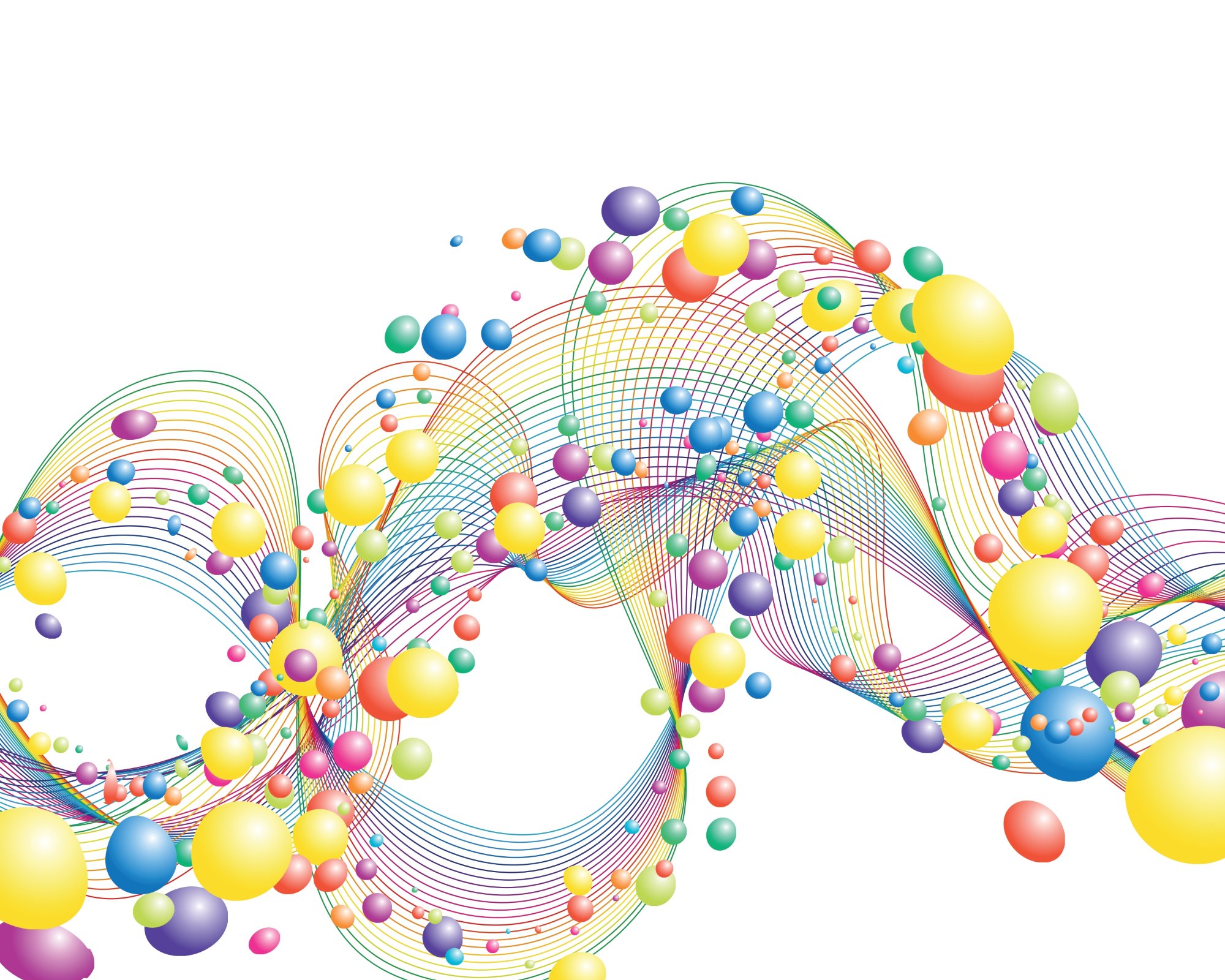 Colourful spheres flowing along intertwined ribbons — the [i]kigai brand artwork